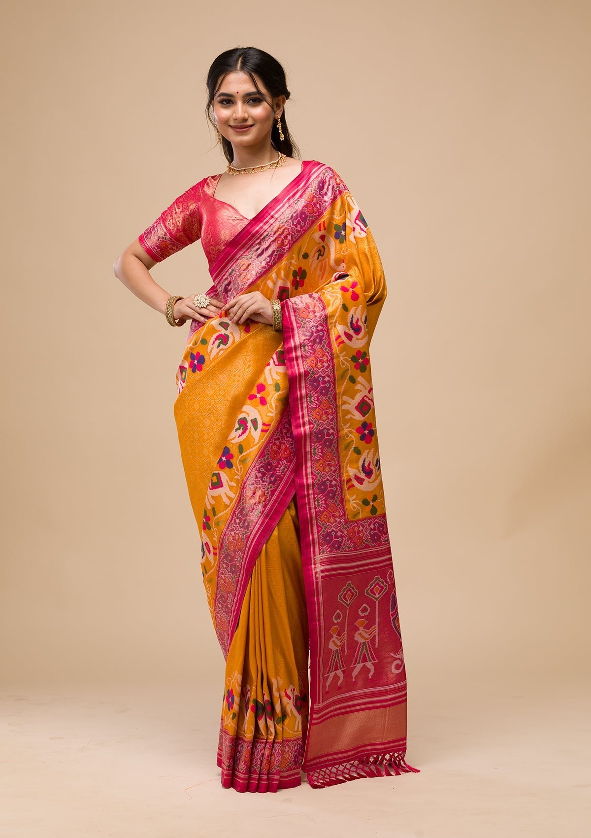 Bravix Elegant Mustard Soft Silk Saree with Intricate Zariwork