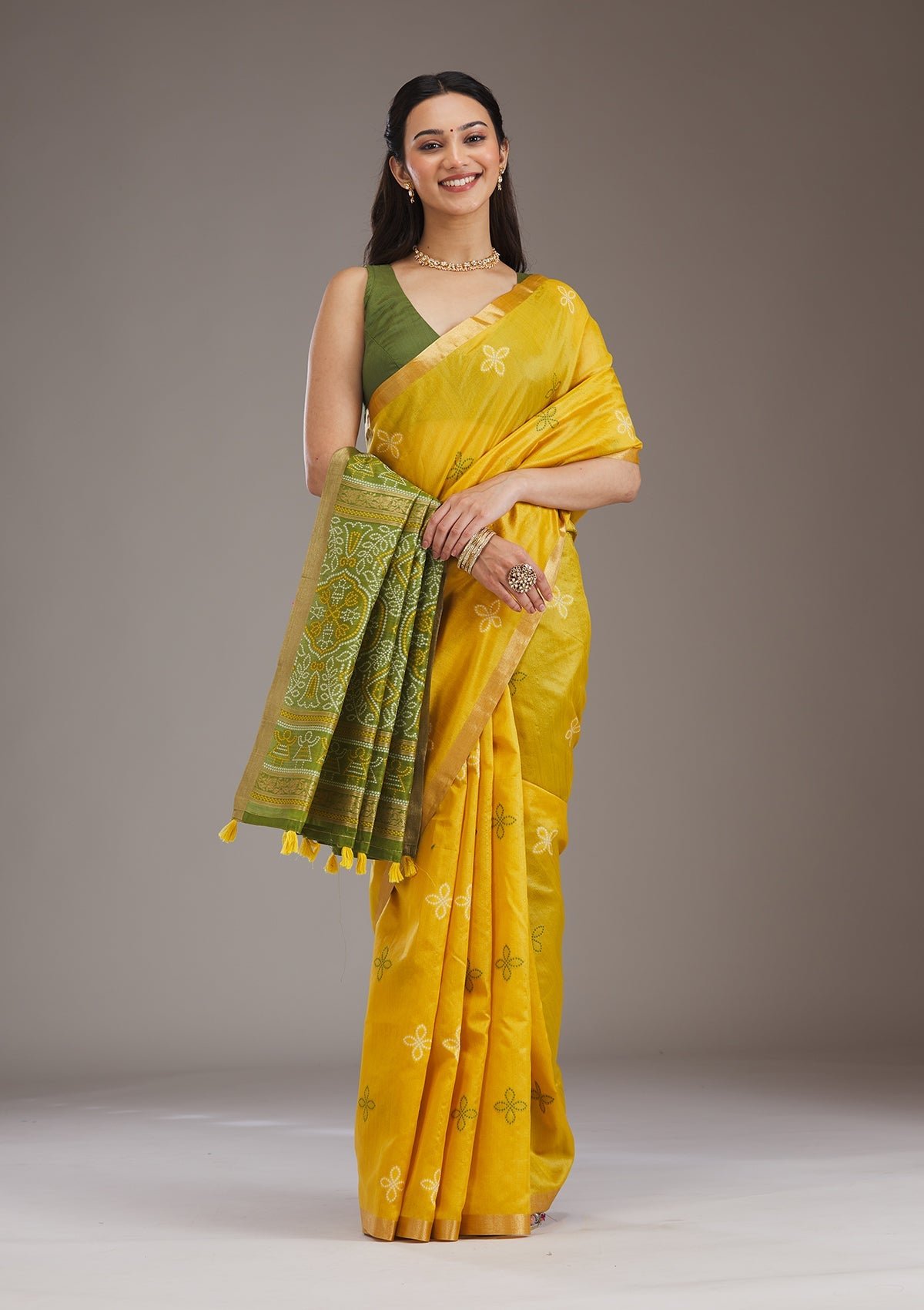 Bravix Elegant Mustard Tissue Saree with Intricate Zariwork