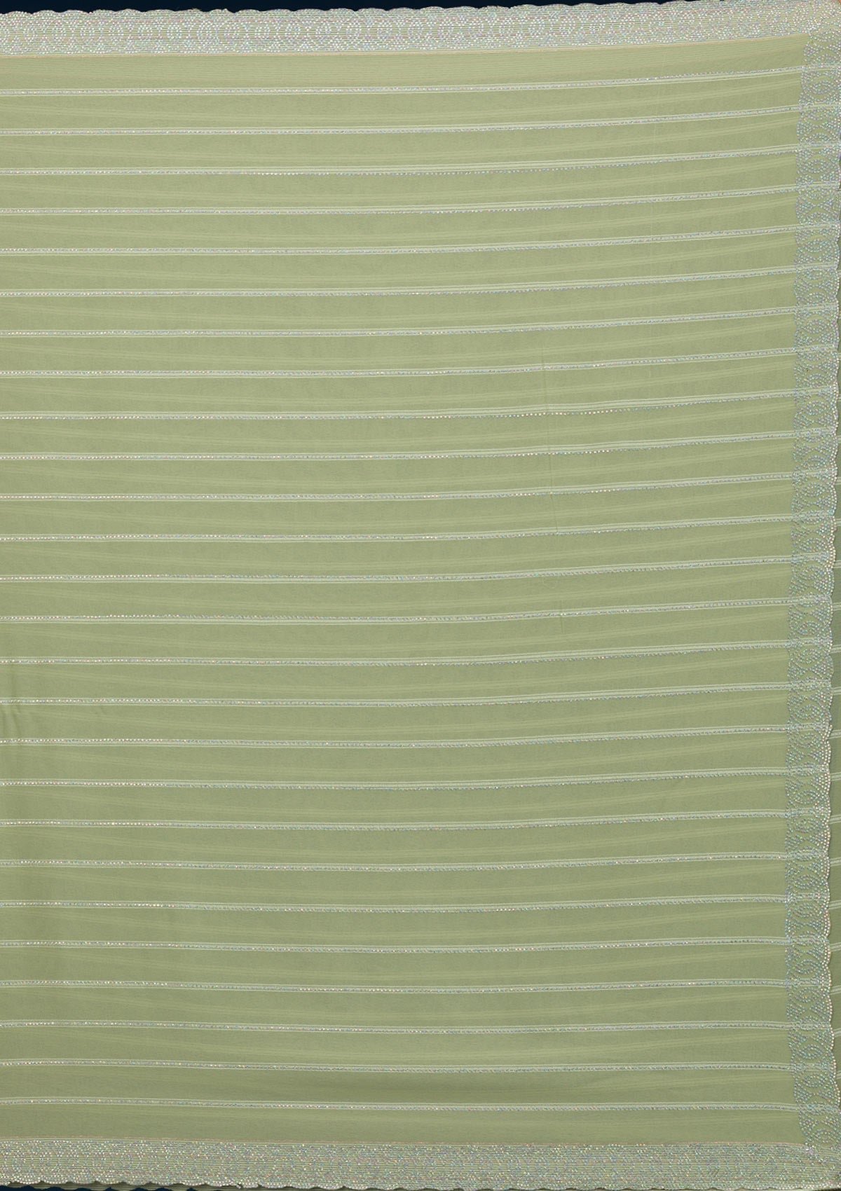 Bravix Elegant Pista Green Georgette Saree with Exquisite Stonework - Image 8
