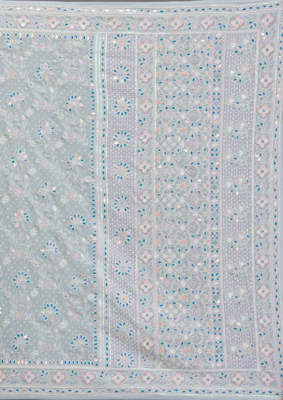 Elegant Sky Blue Georgette Saree with Exquisite Threadwork - Image 9