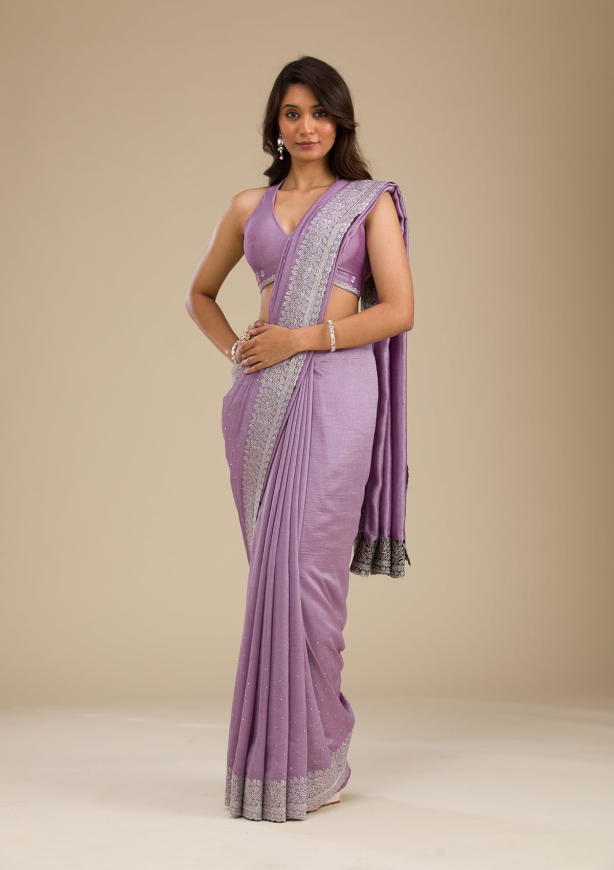Bravix Elegant Purple Zariwork Soft Silk Saree for Timeless Grace