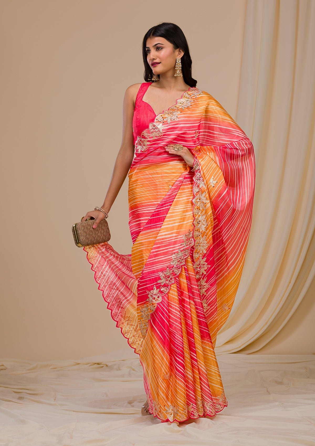 Bravix Vibrant Red Semi Crepe Saree with Stunning Prints