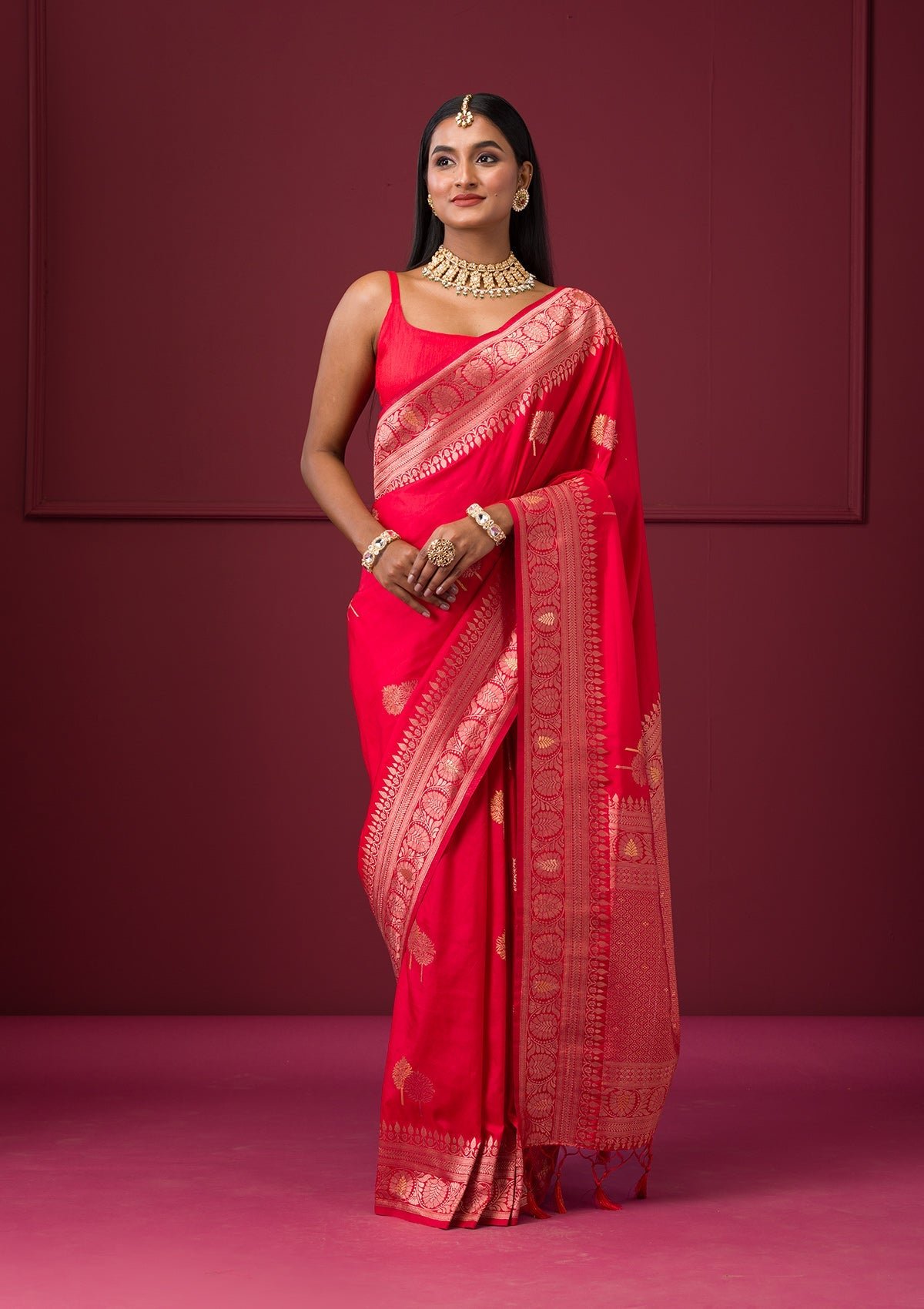 Luxurious Soft Silk Saree with Elegant Red Zariwork