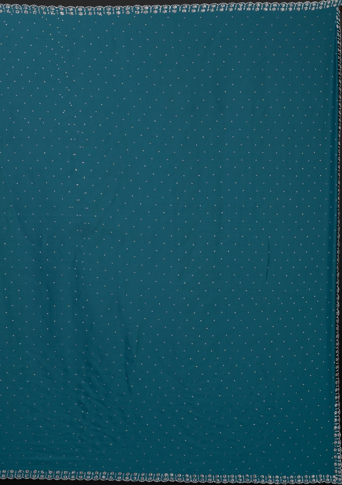 Bravix Elegant Turquoise Blue Satin Saree with Exquisite Stonework Design - Image 6