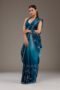 Bravix Stunning Turquoise Blue Satin Saree with Intricate Stonework