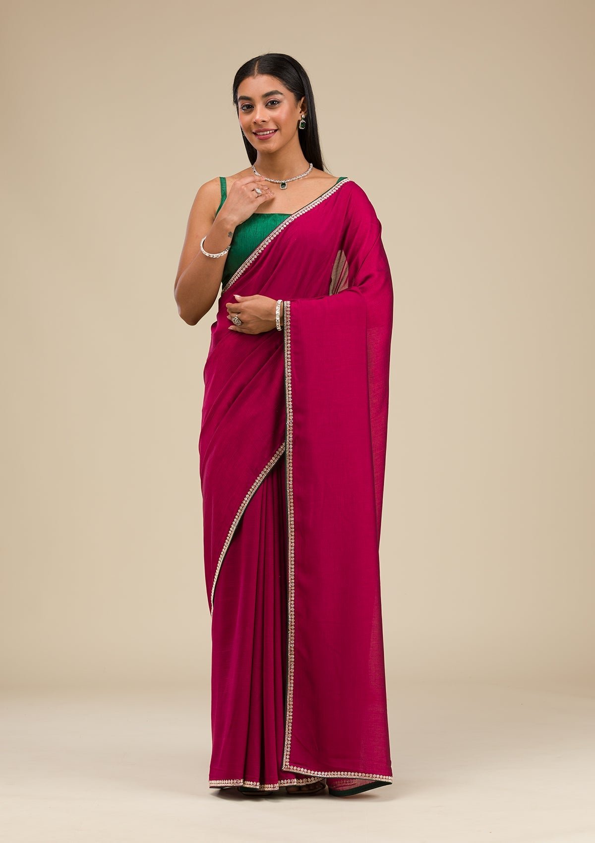Bravix Elegant Wine Stonework Art Silk Saree